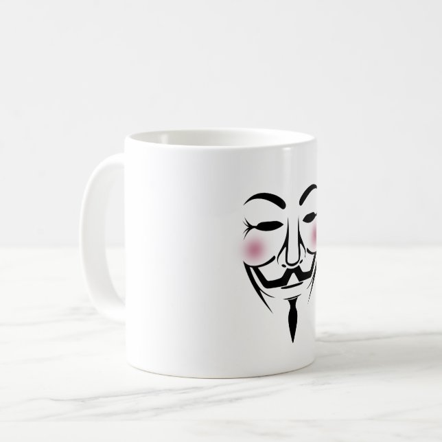 Caneca De Café hackt cibernético de hacker vendetta de máscara an (Frente Esquerda)