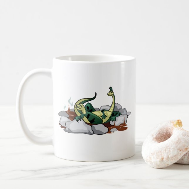 Caneca De Café Hadrosaurus Relaxando Em Uma Jacuzzi. (Com Donut)