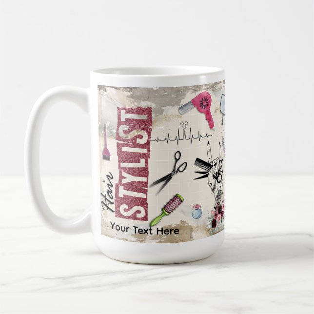 Caneca De Café Hair Stylist Salon Gift Custom (Esquerda)