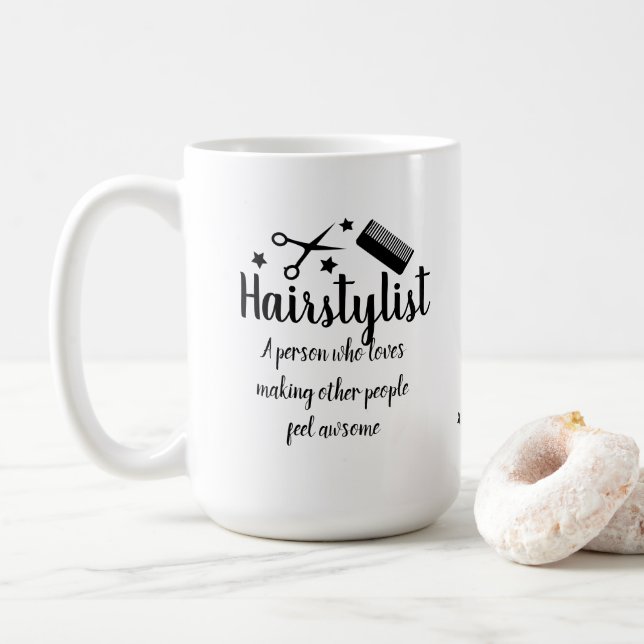 Caneca De Café Hairstylist Cote Hairdresser Engraçado Estrelas Le (Com Donut)