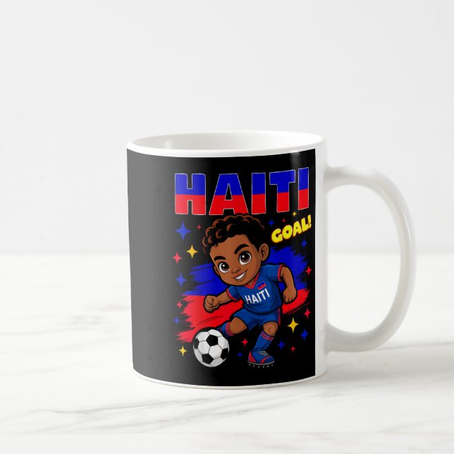 Caneca De Café Haiti Soccer Kid Haitian Flag Soccer Player Footba (Direita)