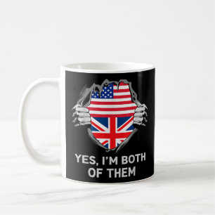 Caneca De Café Half American Half British USA England Flag Mens W