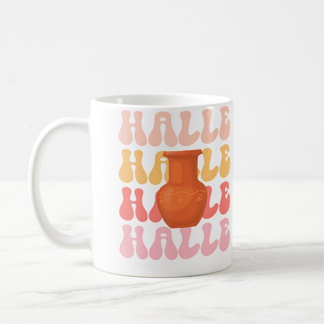 Caneca De Café Halle Retro Name Pottery Hobby (Esquerda)