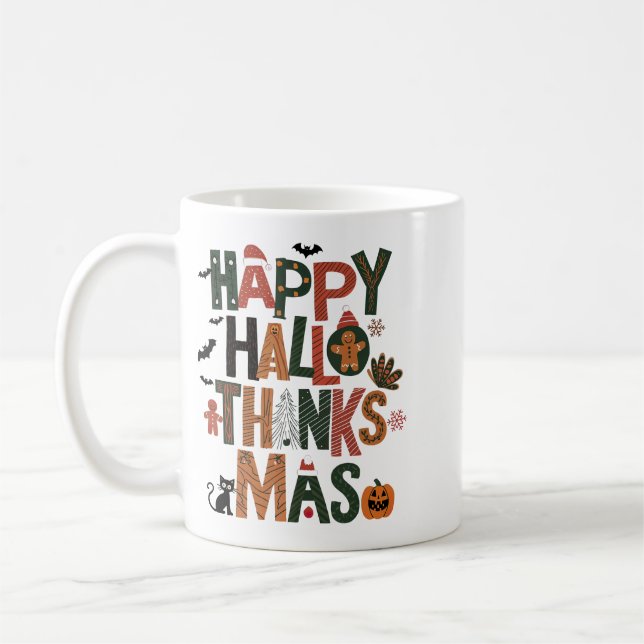 Caneca De Café HalloObrigadoMas Feriado Perfeito Dão Festa Festiv (Esquerda)