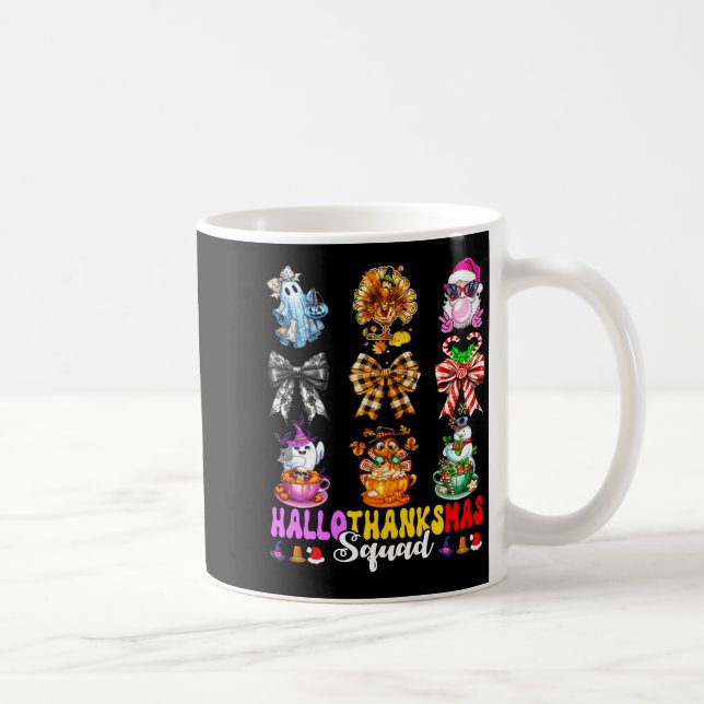 Caneca De Café Hallothanksmas Squad Funny Halloween Thanksgiving  (Direita)