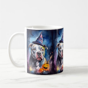 Caneca De Café Halloween American Staffordshire Com Pumpkins