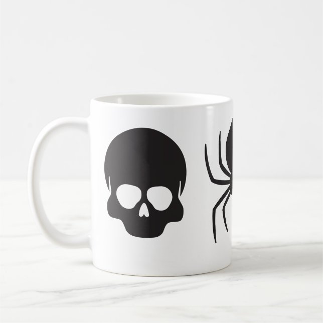 Caneca De Café Halloween assustador - Caveira, Aranha e Bat (Esquerda)