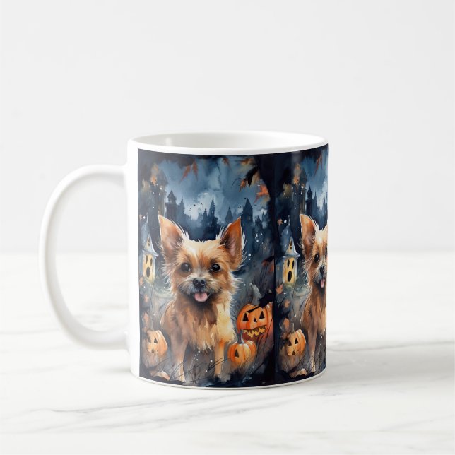 Caneca De Café Halloween Australian Terrier Com Abóboras Assustad (Esquerda)
