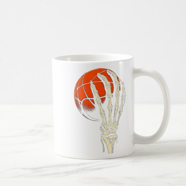 Caneca De Café Halloween Basketball Skeleton Skull Player Men Boy (Direita)