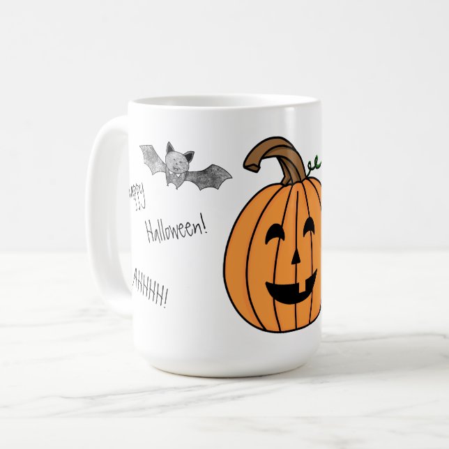 Caneca De Café Halloween Bat and Pumpkin Coffee Mug (Frente Esquerda)