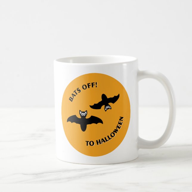 Caneca De Café Halloween Bats Orange (Direita)