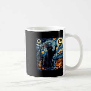 Caneca De Café Halloween Black Cat Comma La Starry Night Art Kama