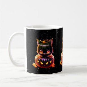Caneca De Café Halloween Black Cat Pumpkin Horror Noturno Assusta