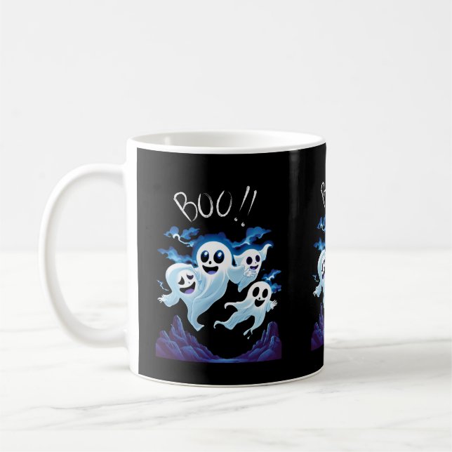 Caneca De Café Halloween Boo Ghosts (Esquerda)