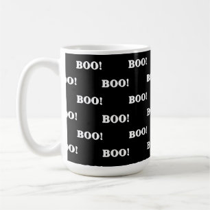Caneca De Café Halloween Boo Preto Branco