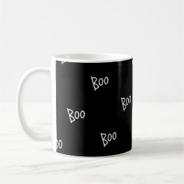 Caneca De Café Halloween boo typography black white