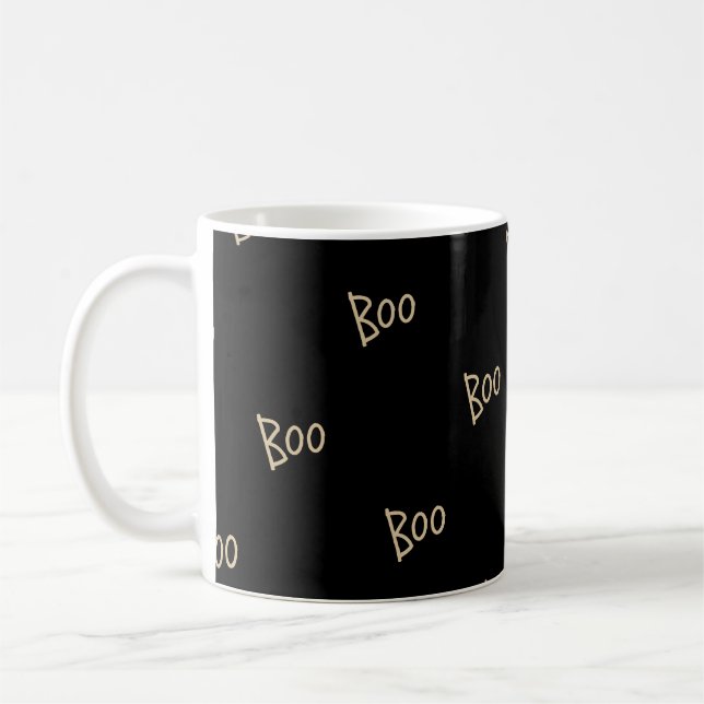Caneca De Café Halloween boo typography pattern (Esquerda)