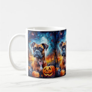Caneca De Café Halloween Boxer Com Pumpkins Assustado