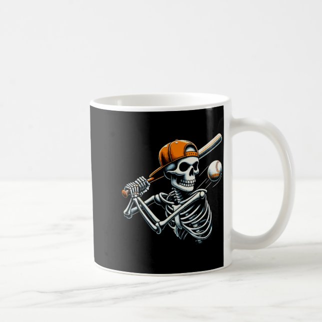 Caneca De Café Halloween Boys Batting Skeleton Baseball  (Direita)