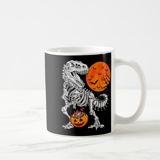 Caneca De Café Halloween Boys Dinosaur Skeleton T Rex Y Pumpkin M (Direita)