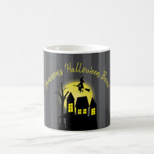 Caneca De Café Halloween Bruxa Assustadora Vassoura Luar