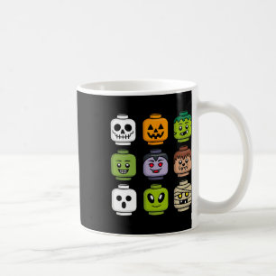 Caneca De Café Halloween Building Brick Head Pumpkin Ghost Zombie