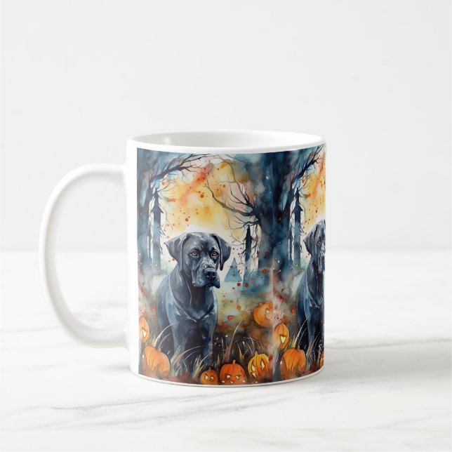 Caneca De Café Halloween Cane Corso Com Pumpkins Assustado (Esquerda)