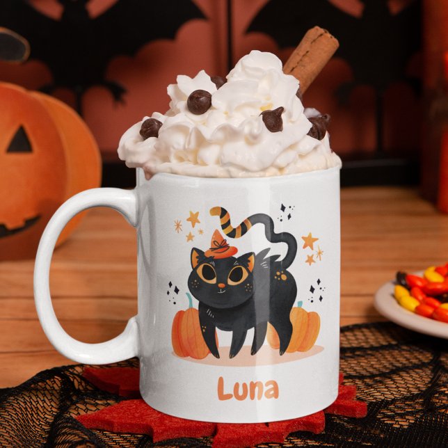 Caneca De Café Halloween Cat (Criador carregado)