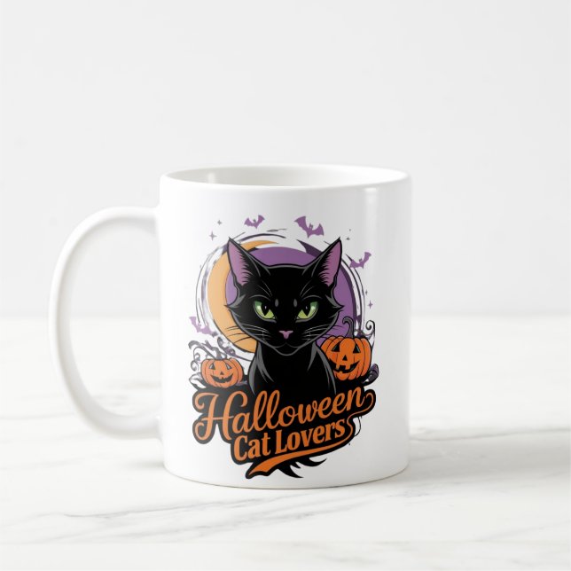 Caneca De Café Halloween Cat Lovers (Esquerda)