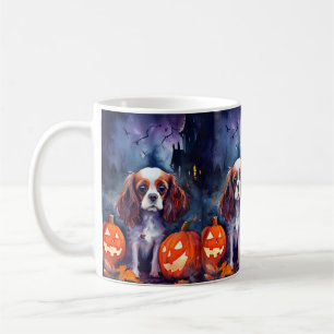 Caneca De Café Halloween Cavalier King Charles Spaniel Pumpkins
