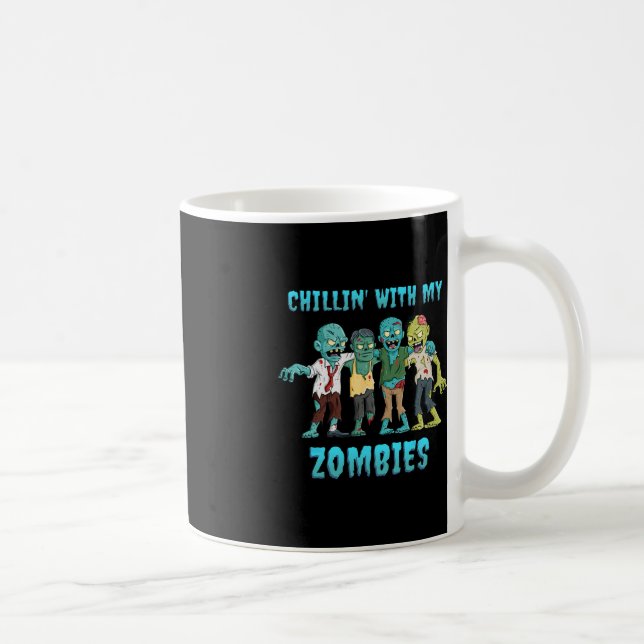Caneca De Café Halloween Chillin Com Meus Zombies Meninas Criança (Direita)