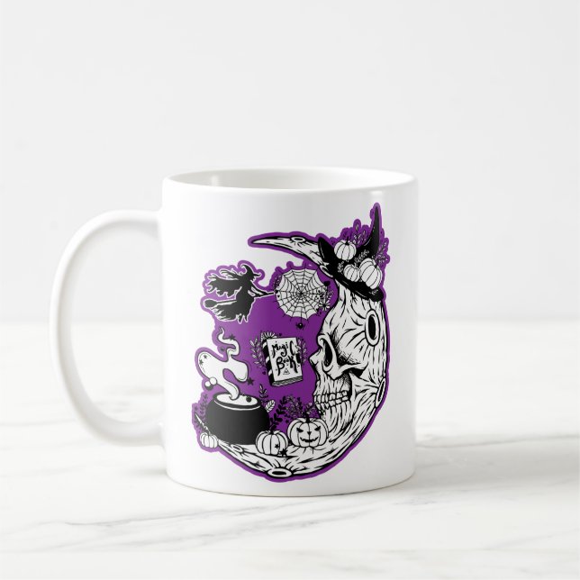 Caneca De Café Halloween Crescent Moon Witold Skull (Esquerda)