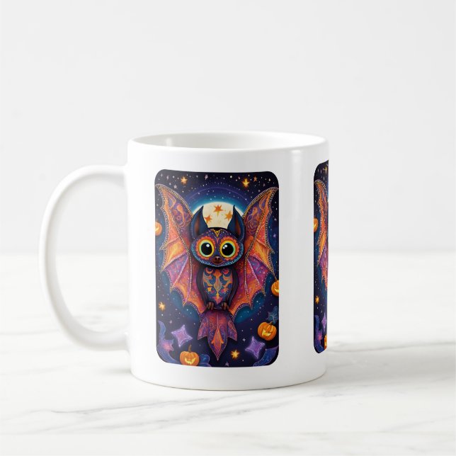 Caneca De Café Halloween Cute Bat Alebrije (Esquerda)