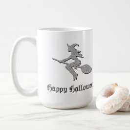 Caneca De Café Halloween da Bruxa Voadora Silver