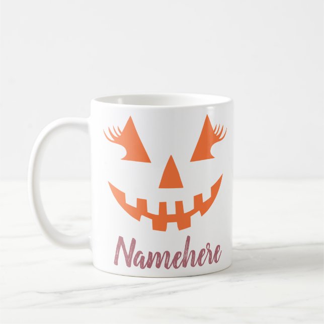Caneca De Café Halloween da Girly Jack O Lanterna Pumpkin Persona (Esquerda)