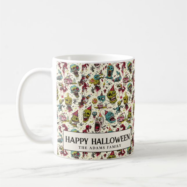 Caneca De Café Halloween de Cartoonish Skulls assustador (Esquerda)