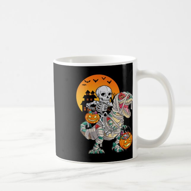 Caneca De Café Halloween Dinossaur T Rex Skeleton Garotos Assusta (Direita)