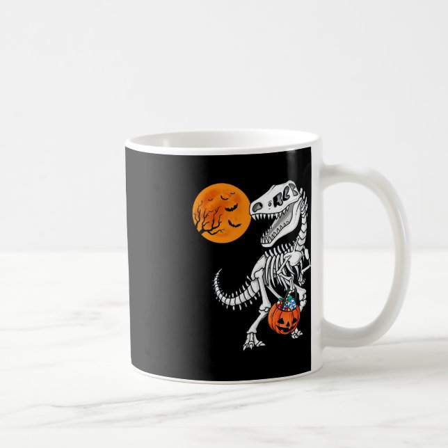 Caneca De Café Halloween Dinossaur T Rex Skeleton Garotos Assusta (Direita)