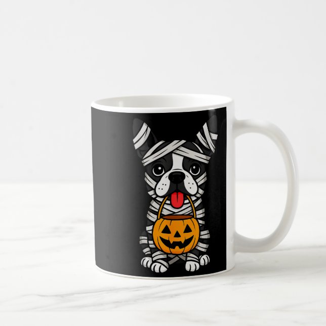 Caneca De Café Halloween Dog Boston Terrier Mummy Costume Men Wom (Direita)