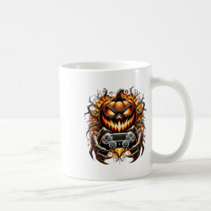 Caneca De Café Halloween Engraçado Jogador Jogando Pumpkin Boy En