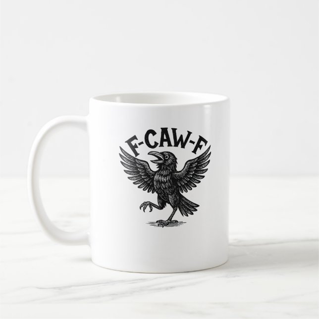Caneca De Café Halloween F-Caw-F Bird Crow Women Men Minimal Clea (Esquerda)