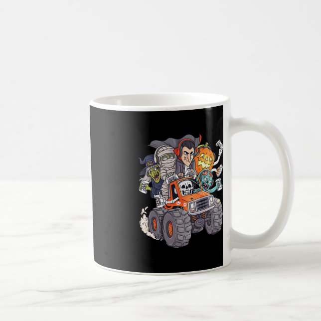 Caneca De Café Halloween Gamer Skeleton Zombie Monster Truck Boys (Direita)