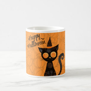 Caneca De Café Halloween/gato/abaobado/outono