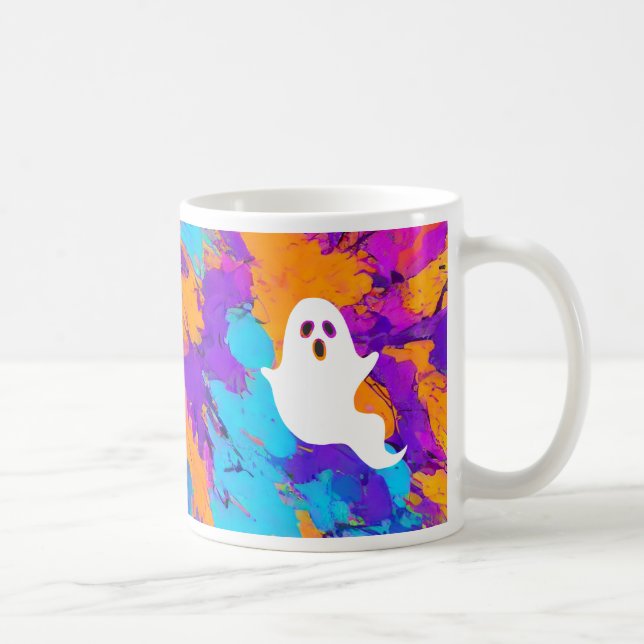 Caneca De Café Halloween Ghost Abstrato Holiday Mug (Direita)