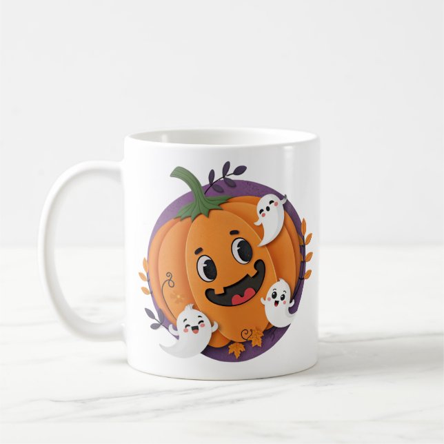 Caneca De Café Halloween Ghost Chase Pumpkin Spooky Season (Esquerda)