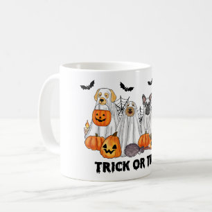 Caneca De Café Halloween Ghost Dogs