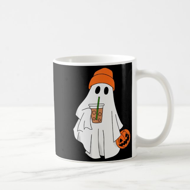 Caneca De Café Halloween Ghost Drinking Coffee Ghost Ice Coffee M (Direita)