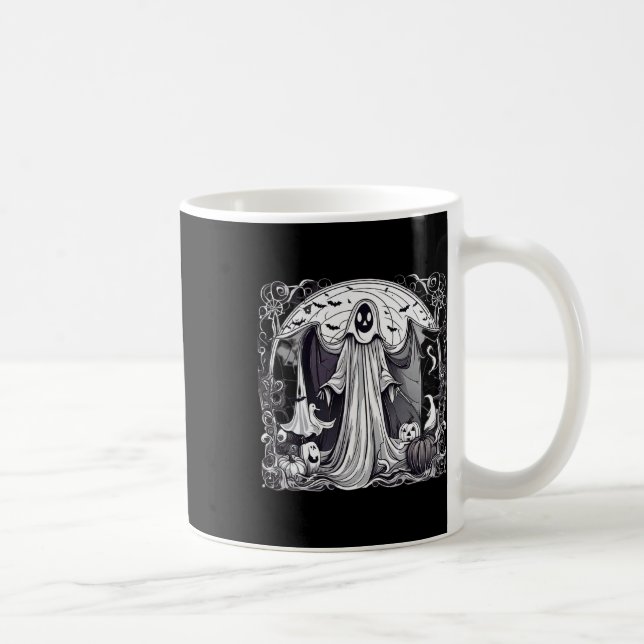 Caneca De Café Halloween Ghost Spooky Scary Graveyard Impressão (Direita)
