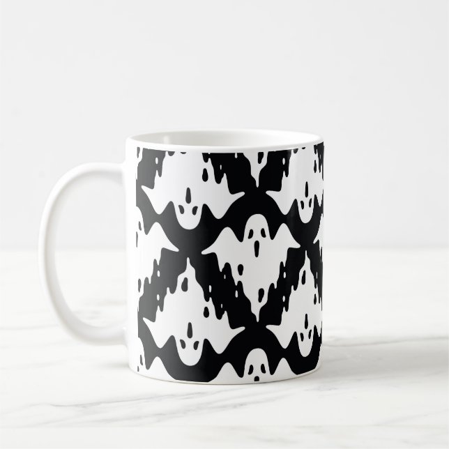 Caneca De Café Halloween Ghost Spooky Sem Olhos Padrão (Esquerda)