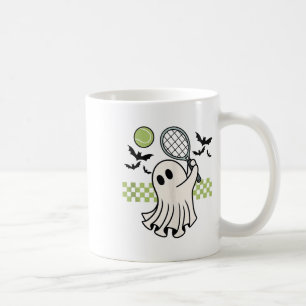 Caneca De Café Halloween Ghost Tênis Player Retro Spooky Season
